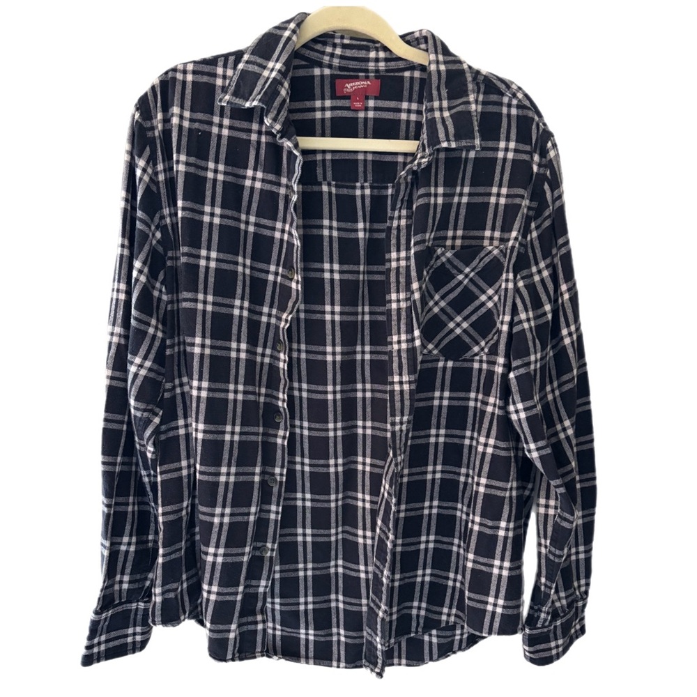 Arizona Jean Company Black and White Casual Button Down Shirt